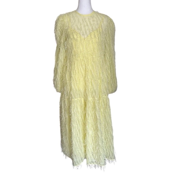 ASOS Dresses & Skirts - Asos Design Women’s Tiered Midi Dress Fluffy Texture Pale Yellow Size 6 Lined
